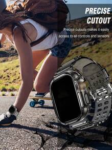 2 In 1 Crystal Clear Band With Bumper Case Compatible With Apple Watch 38/40/41/42/44/45/46/49mm,Jelly Sports Protective Replacement Wristband Strap Compatible With IWatch 10/9/8/7/6/5/4/3/2/1/SE Women Man