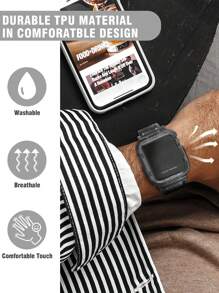 2 In 1 Crystal Clear Band With Bumper Case Compatible With Apple Watch 38/40/41/42/44/45/46/49mm,Jelly Sports Protective Replacement Wristband Strap Compatible With IWatch 10/9/8/7/6/5/4/3/2/1/SE Women Man