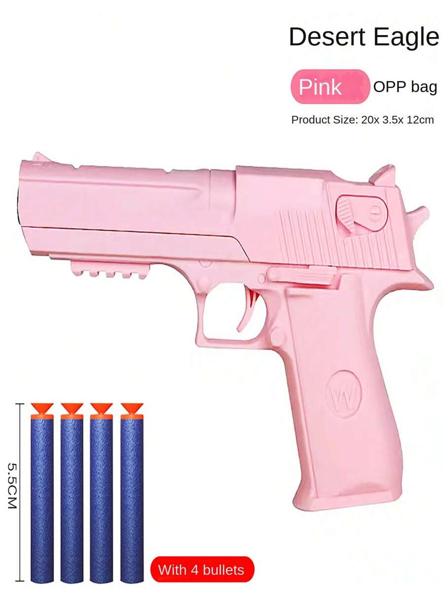Desert Eagle Soft Bullet Toy Gun, Teenagers' Pistol Model With Simulated Bullets - Pink - View 1