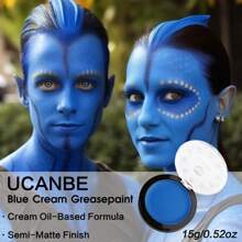 UCANBE Face & Body Paint Foundation Makeup For Kids & Adult, Single Cake Greasepaint(0.52oz), Professional Face Painting Kit With Semi-Matte Finish For Halloween Party, SFX Makeup, Cosplay, Costume, Stage, Mime & Film - 寶藍色 - 查看 4