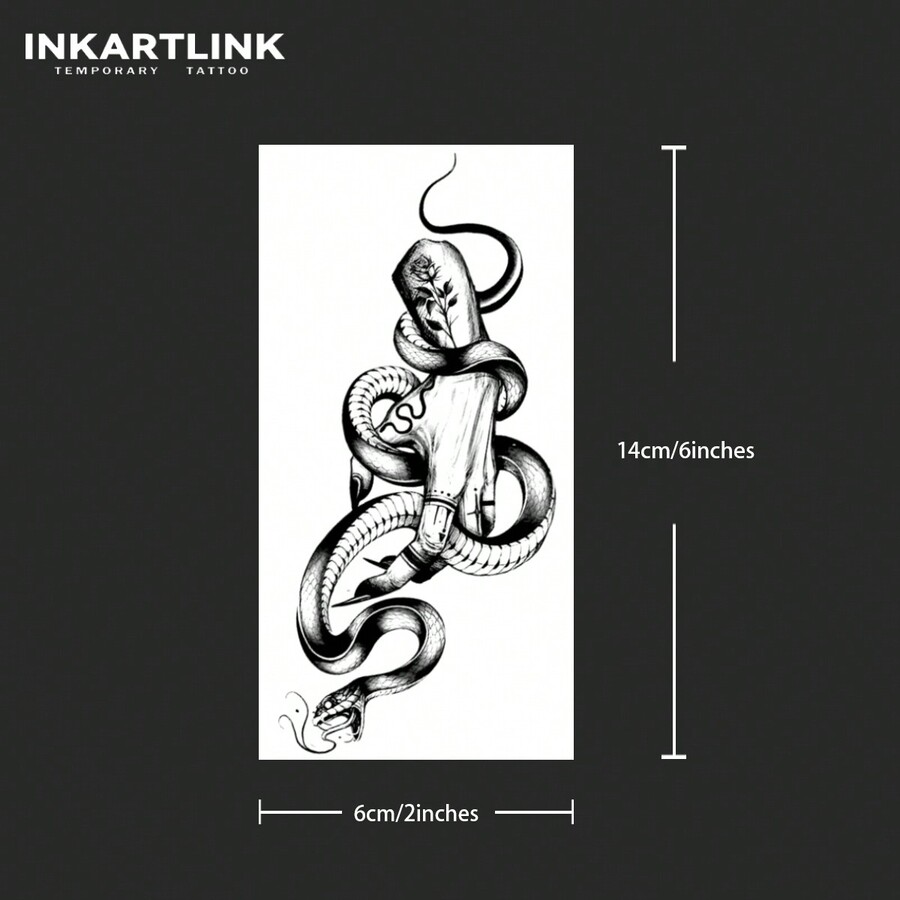 Inkartlink 6*14cm 1pc Snake & Herbal Juice Temporary Tattoo Sticker