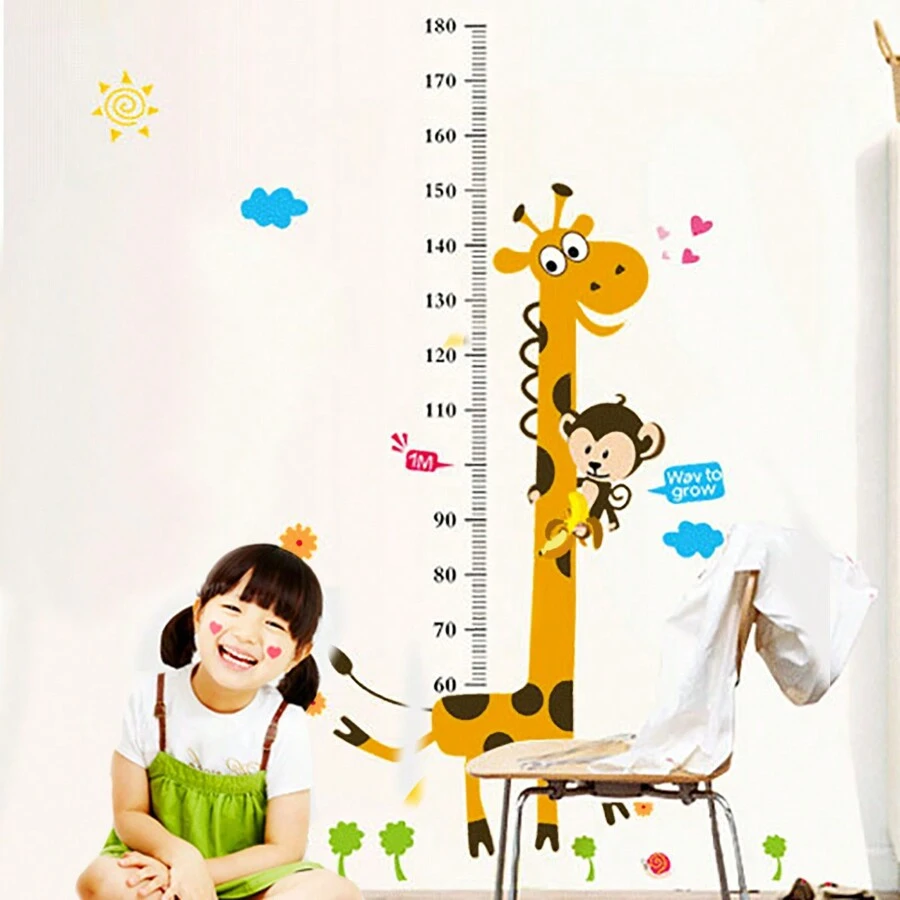 Giraffe Height Chart For Kids - No-Drill Wall Growth Chart With Marker | Nursery Decor, Boys & Girls Room