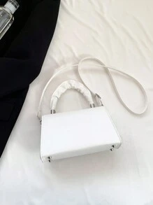 1只時尚純色打褶手柄優雅手袋,適合日常使用、約會、送女生禮物 - 白色 - 查看 5