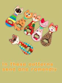 1pc Customizable Cute Cat Or Dog Head Embossed Gold Foil Art Dual-Use Bottle Opener And Fridge Magnet For Home Decoration, Daily Use Or Festival Gifts Birthday Graduation