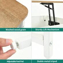 YITAHOME Lift Top Coffee Table, Wooden Lifting Adjustable Tabletop Height Coffee Table With Hidden Storage And Open Shelf For Living Room, With Power Strip And LED Light Strip,100x50x(49-63.5) Cm - Grey - View 7