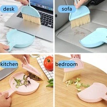 半圓形鍵盤刷桌面小掃帚組小型帶簸箕鍵盤清潔刷家用垃圾刷 - 藍色 - 查看 8