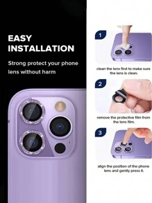 3Pcs Camera Lens Protector Compatible With IPhone 11 12 13 Pro Max Mini 15 Pro Max Protective Glass Compatible With IPhone 14 Pro Max Camera Lens Glass - Purple - View 6