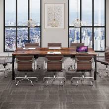 Tribesigns 6.5FT Conference Table, 78.7 Inche Rectangle Meeting Seminar Table, Large Business Tables For 6-8 People (Only Table) - Rustic Brown & Black - View 6