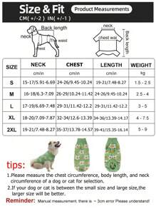 1pc Autumn And Winter New Cute Floral Pet Green Sweater, Cat Clothing, Pet Clothing, Dog Sweater - Green - View 4