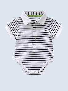 Baby Boy Striped Bodysuit & Overalls Set - Blue and White - View 6