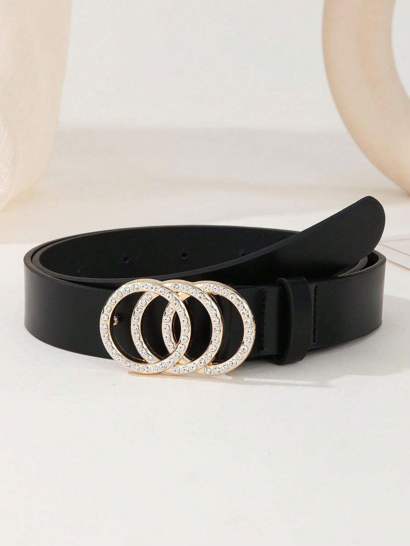 1pc Diamond Buckle Fashionable Trendy Belt For Women, Suitable For