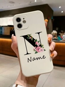 1個個性化英文字母名稱手機殼,適用於朋友,情侶,iphone 15 14 13 12 11 Pro Max Xs X Xr Se2 7 8 Plus Samsung S23 S20fe - 黑色 - 查看 3