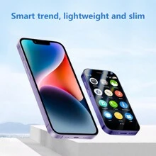 BezosMax Mini Smartphone 3.0 Inch Android The World's Smallest Cell Phone Portable Quad Core Dual Sim Ultra Thin Unlocked Card Mobile Phone Cellular Real Phone Gift For Kids WiFi Hotspot GPS Student Pocket Mini Telefono Celular Working Tiny Phone 4+128GB - 紫色 - 查看 2