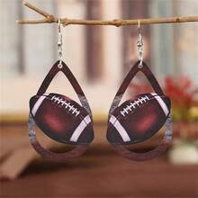 1 đôi Tính hai mặt In Giọt nước & Xu hướng: Cắt giảm Bóng đá Bằng gỗ Dangle Hoa tai Với Dễ thương Mặt dây chuyền trái tim , Tuyệt vời Qủa tặng Đối với Sinh viên - Nhiều màu - Xem 2
