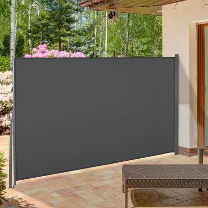 Outsunny Retractable Sun Side Awning Screen Fence Patio Garden Wall Balcony Screening Panel Outdoor Blind Privacy Divider 3x1.6M