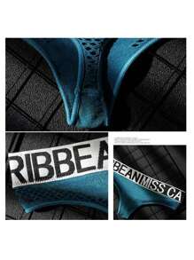 Paquete De 4 Bragas Sexy Para Mujer Tanga De Malla Con Letra - Blanco - Ver 9