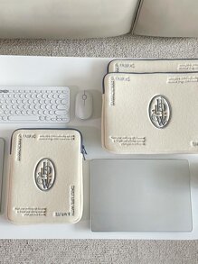 简单字母平板电脑包，可爱便携笔记本电脑包，适合女性，11-15 英寸笔记本电脑内胆包，适合女性，简约字样笔记本电脑保护套，可爱平板电脑保护套，适合办公室旅行的笔记本电脑包，大学女生，教师礼物，教师用品，教师包，感谢老师，大学包，大学用品，返校学校用品，教师学校必需品，大学生教室笔记本电脑包，教室包，教师收纳包，教室整理包 - 白色 - 查看 2