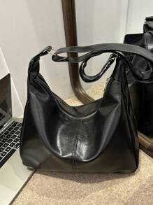 女士單肩包-復古風格,秋冬新品,手提包,時尚休閒,斜挎包,柔軟皮革手提包,大容量,多功能高端,特色通勤包 - 黑色 - 查看 5