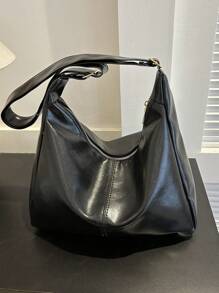 女士單肩包-復古風格,秋冬新品,手提包,時尚休閒,斜挎包,柔軟皮革手提包,大容量,多功能高端,特色通勤包 - 黑色 - 查看 3