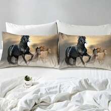 3入組騎馬數字印花床單套裝,柔軟舒適的被套,動物世界主題,適用於臥室客房裝飾（1*被套 + 2*枕套,不含芯） - 查看 5