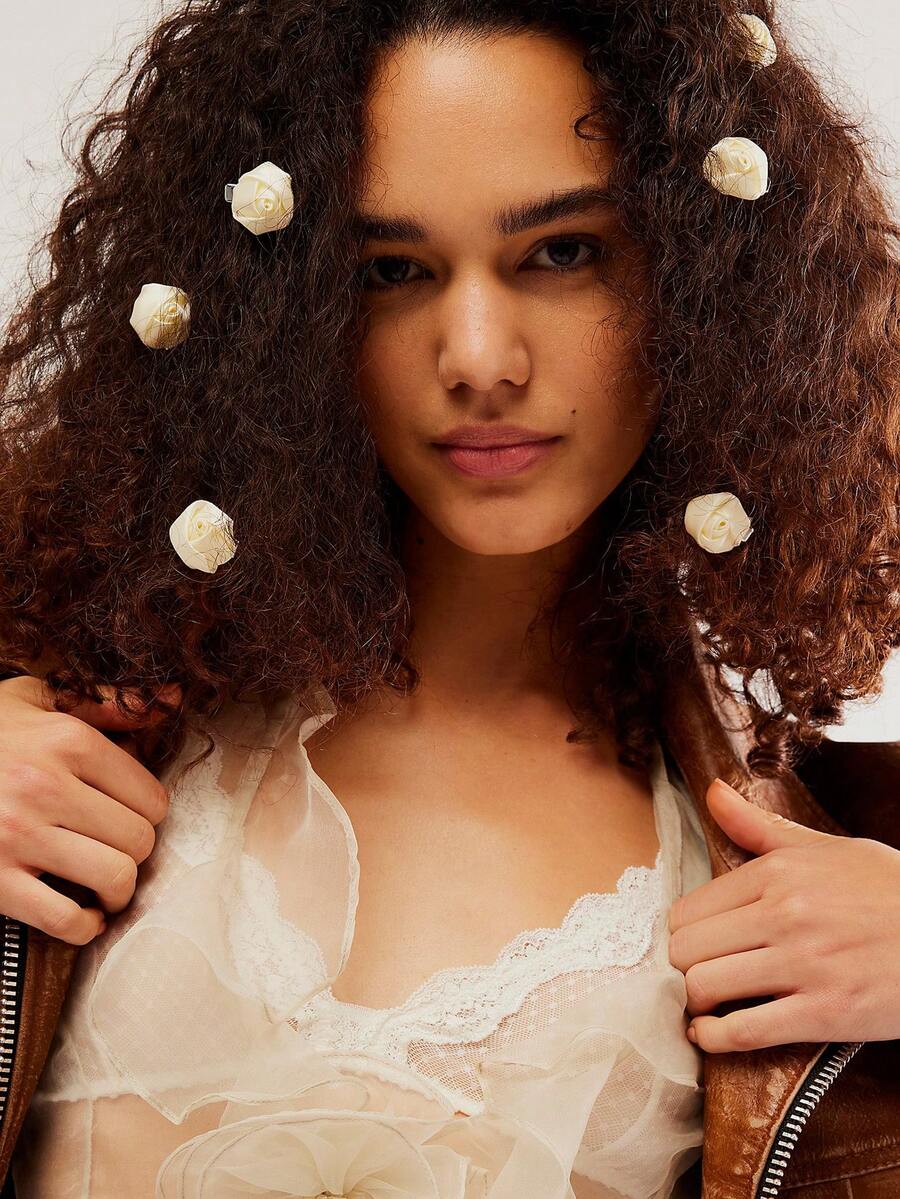 5pcs/Set Women's Imitation Flower Hair Clips Cute - Multicolor - View 1