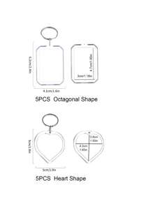 5/10/20/40 piezas Marco de fotos de acrílico transparente en forma octagonal y de corazón para llavero personalizado, gran opción para llaveros de fotos DIY como regalo, adecuado para obras de arte - Ver 7
