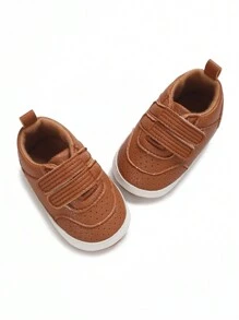 幼儿男孩 PU 皮革防滑软底休闲运动鞋，适合所有季节 - 棕色 - 查看 4