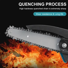 4+6in Electric Cordless Mini Chainsaw One-Hand Saw Wood Working Cutter 2 Battery - Black - View 6