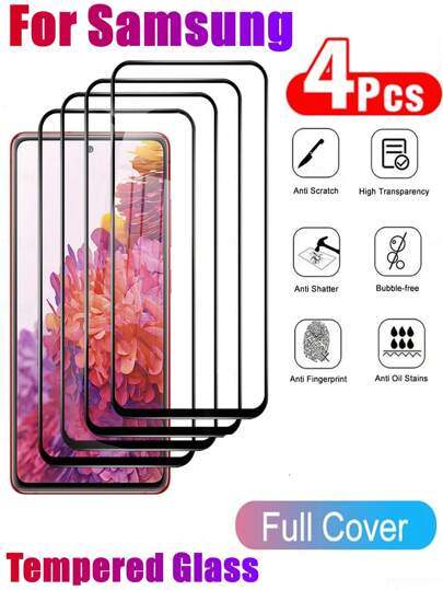 4pcs 9H Tempered Glass Screen Protector Film, Compatible With Samsung Galaxy/Compatible With IPhone /Redmi/, HD Clarity, Anti-Bubble, Edge Enhanced, Explosion-Proof, And Shatter-Resistant Gift For Birthday, Family, Friends Phone Screen Protector, Phone Accessories