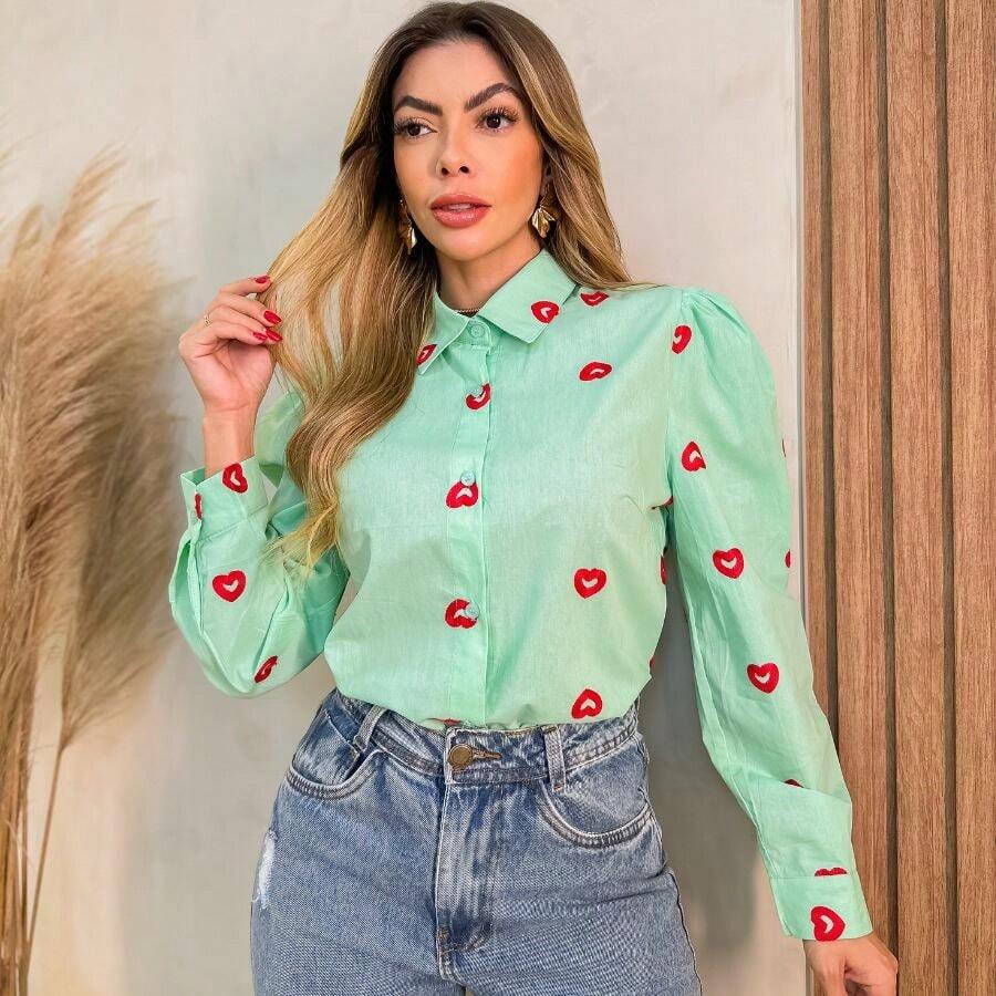 Women Blouses - 綠色 - 查看 1