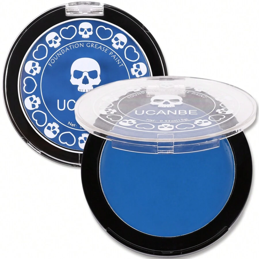 UCANBE Face & Body Paint Foundation Makeup For Kids & Adult, Single Cake Greasepaint(0.52oz), Professional Face Painting Kit With Semi-Matte Finish For Halloween Party, SFX Makeup, Cosplay, Costume, Stage, Mime & Film - 寶藍色 - 查看 1
