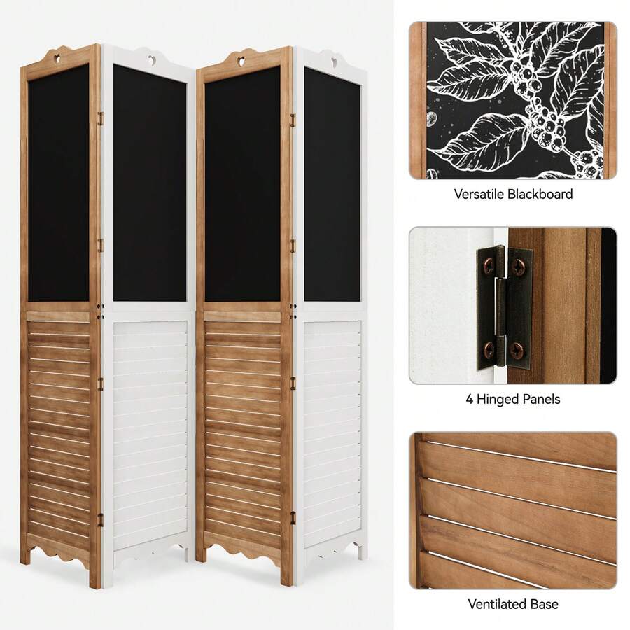 YITAHOME Room Divider, 4 Panel Folding Privacy Screens With Chalkboard ...