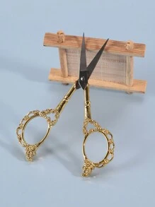1 Pieza Tijeras Vintage De 4.6 Pulgadas Con Diseño De Flor De Ciruelo Para Recortar Cejas Hermosas