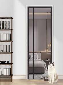 磁力自粘蚊帳門簾,側邊開口,適用於臥室,黑色 - 白色左邊開 - 查看 4