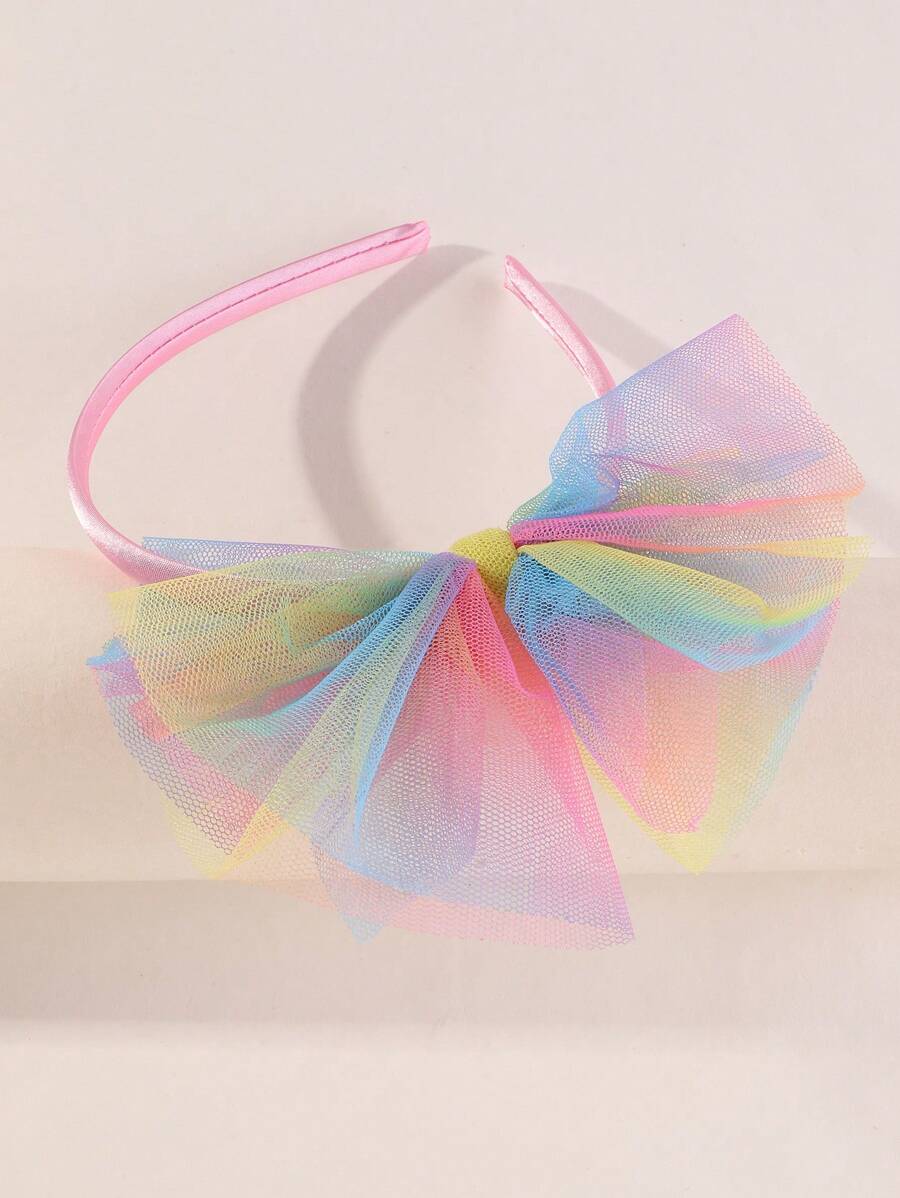 1pc Girls' Mesh Bow Headband, Suitable For Daily Decoration - Multicolor - View 1