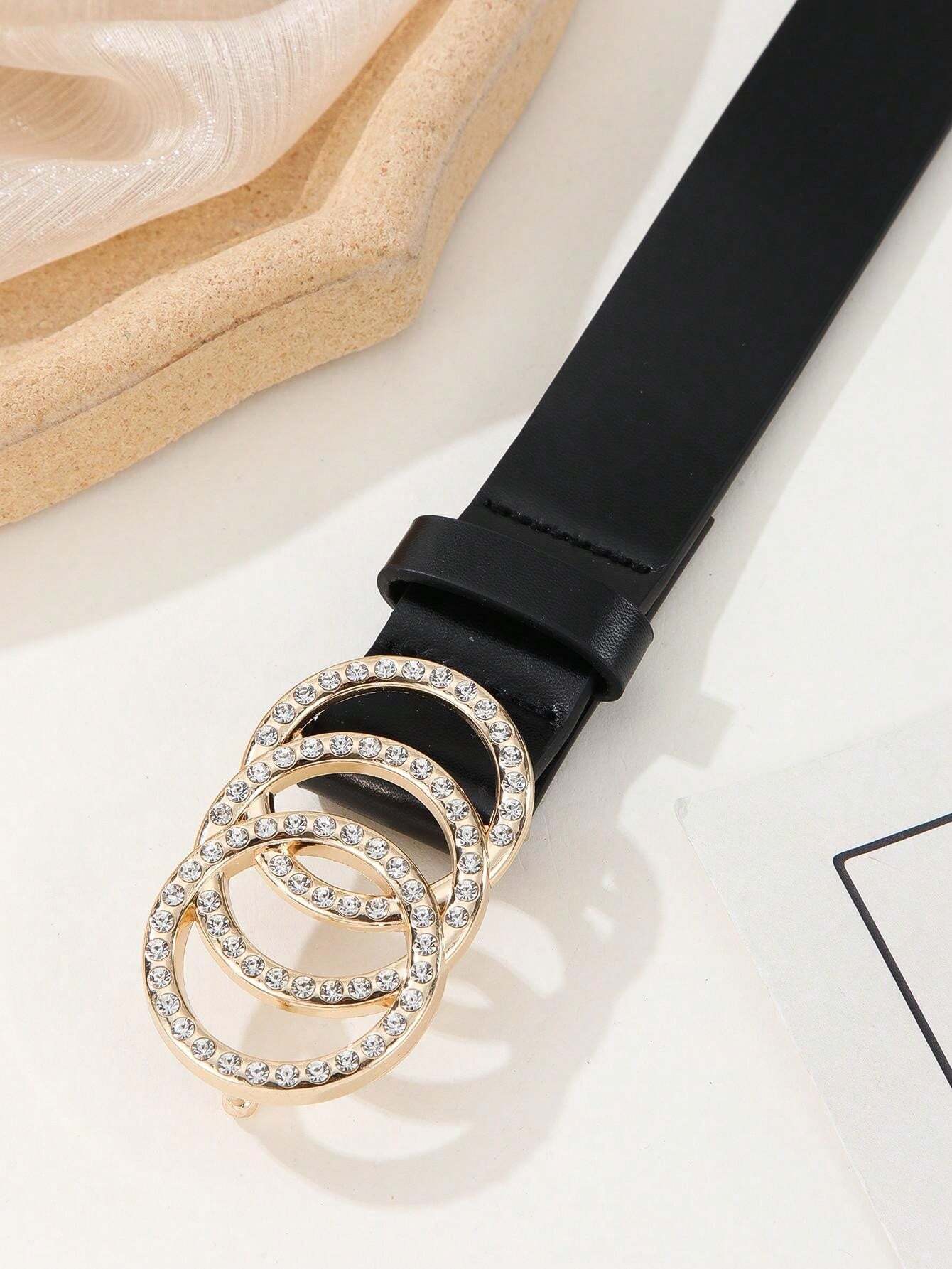 1pc Diamond Buckle Fashionable Trendy Belt For Women, Suitable For