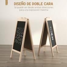 Vinsetto Pizarra Caballete con Marco de Madera Pizarra de Pie Magnética Plegable con 8 Tizas Líquidas y 6 Tableros Doble Cara 51x60x101 cm Natural - Beis - Ver 4
