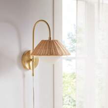 Rattan Weave Wall Sconce - Gold - View 2