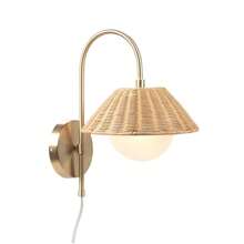 Rattan Weave Wall Sconce - Gold - View 4
