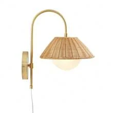 Rattan Weave Wall Sconce - Gold - View 10