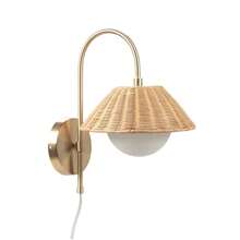 Rattan Weave Wall Sconce - Gold - View 8