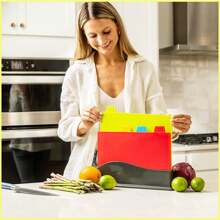 Juego de 4 Tablas de Cortar de Cocina, Tablas para Picar Cocina,Tablas de Cortar Gruesas Codificadas Por Colores con Rejilla para Escurrir, Antideslizantes, Aptas para Carne de Cocina - Multicolor - Ver 2