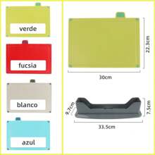 Juego de 4 Tablas de Cortar de Cocina, Tablas para Picar Cocina,Tablas de Cortar Gruesas Codificadas Por Colores con Rejilla para Escurrir, Antideslizantes, Aptas para Carne de Cocina - Multicolor - Ver 6