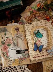 1pack 100pcs Random Vintage & Artistic Scrapbooking Paper Diy Decoration Collage Background Material Back To School