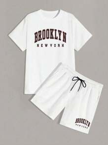 Men T-Shirt Co-Ords - White - View 2