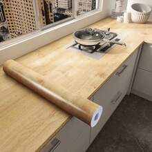 1卷柚木紋可拆式牆紙,pvc自粘牆貼,木紋塑料板膜。傢俱翻新貼紙 - 玫紅色 - 查看 1