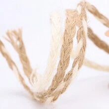 1卷5米编织绳礼品包装和装饰黄麻绳丝带，圣诞节 - 卡其色 - 查看 3