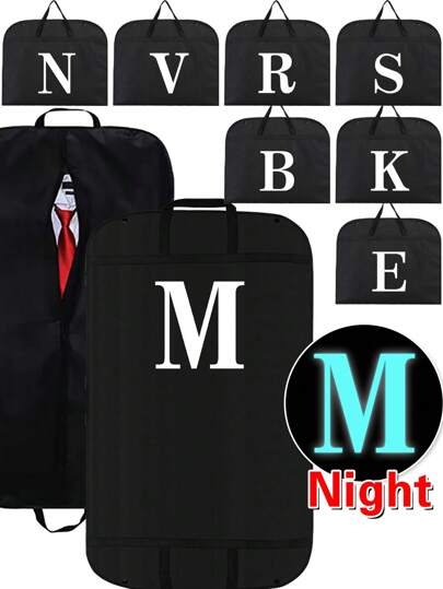 1pc Clothes Dustproof Cover Storage Bags, Noctilucent White Letters Print A-Z Pattern Garment Bags Dust-Proof Clothing Cover Waterproof Clothes Dust Cover Tote Bag Coat Wedding Dress Suit Dress Protector Garment Bags Clothes Storage Bag College Dorm Essentials, Stuff Bag Dust BagStorage BagTravel Bag School Organizer Bags Teacher Storage Bagsclothes Organizercloset Organizer Organization And Storage Organizer Storage Containersorganization And Storage Organizer Storage ContainersFor Home Bedroomfor Closet StorageHanging ClothesDressesShirts Coats For Closet Storage