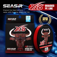 SEASIR RED 8 Strands PE Line Japan Quality 8 Braided Multifilament Fishing Line 150 Meters 10-60LB Upgrade High Stength Main Line - Red - View 1