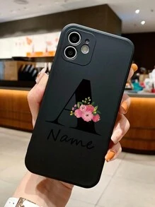 1個個性化英文字母名稱手機殼,適用於朋友,情侶,iphone 15 14 13 12 11 Pro Max Xs X Xr Se2 7 8 Plus Samsung S23 S20fe - 黑色 - 查看 10